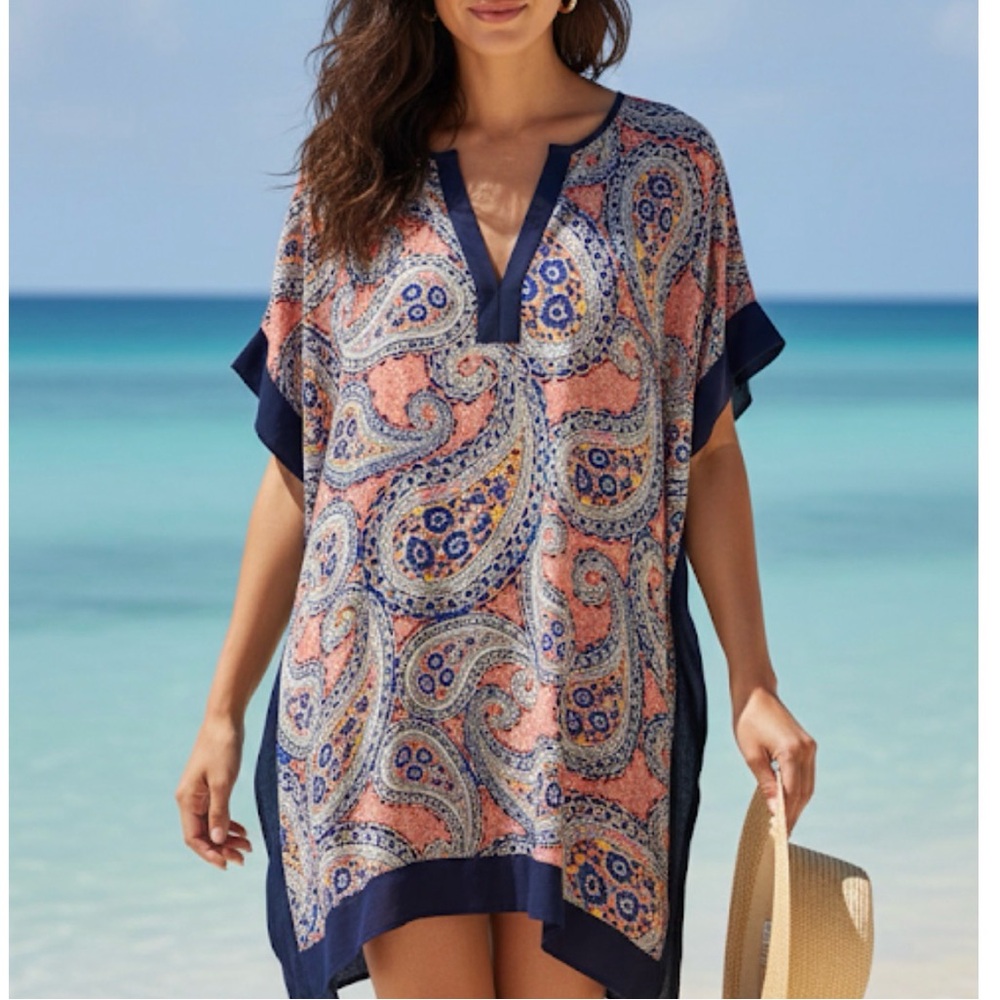 J. CREW Small Caftan Top/Swim Cover-up Navy Paisley
Resortwear Vacation Like New